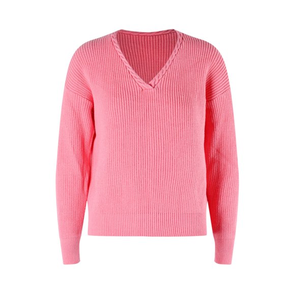 Vedolay Cute Tops for Women Fall Striped Oversized 2023 Pullovers Sweaters Casual Knit Tops,Pink M