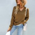thumbnail image 1 of Vedolay Cute Tops for Women Fashion Fall Sweaters Ruffle Neck Knit Pullover Cute Tops,Khaki S, 1 of 4