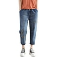 thumbnail image 1 of Vedolay Denim Pants High Waist Baggy Cargo Jeans Straight Wide Leg Casual Pants Yellow,L, 1 of 3