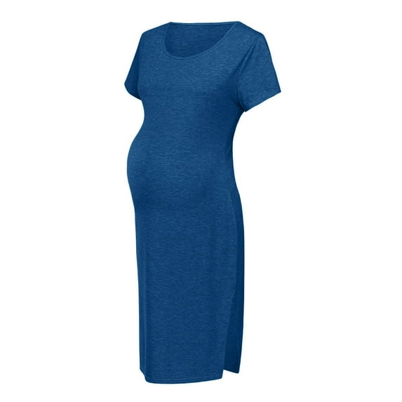 Vedolay Dress Clothes Summer Sundress Casual Pregnancy Maternity Short Women Sleeve Maternity dress Lace Dress with Sleeves(Blue,XX-L)