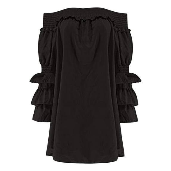 Vedolay Dress For Women Women Summer Dress Tshirt Beach Sundress Formal Plus Size Flowy Swing Short Sleeve Loose Tunic,Black M