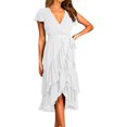 thumbnail image 1 of Vedolay Dress For Women Women's Summer Short Sleeve Casual Dresses V-Neck Floral Party Dress with Pockets,Hot Pink L, 1 of 3