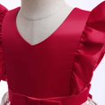 thumbnail image 1 of Vedolay Dress Toddler Girls Dress Cotton Linen Ruffle Backless Sleeveless Kids Casual Party Dresses,Red 5-6 Years, 1 of 5