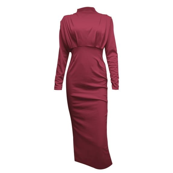 Vedolay Dress Womens Neck Ribbed Long Sleeve Bodycon Pullover Cute Mini Sweater Dress,Red S