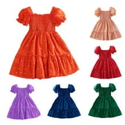 Vedolay Dresses For Girls Girls Button Down Sleeveless Sundress Swing Summer Cute Casual Ruffle Hem Dresse,Green 3-4 Years