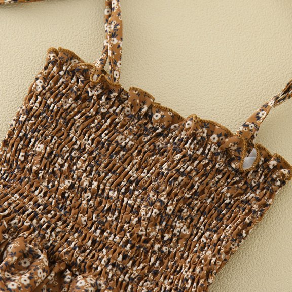 Vedolay Dresses For Girls Little Girls' Sequin Mesh Tull Dress Sleeveless Flower Party Ball Gown,Brown 6-12 Months