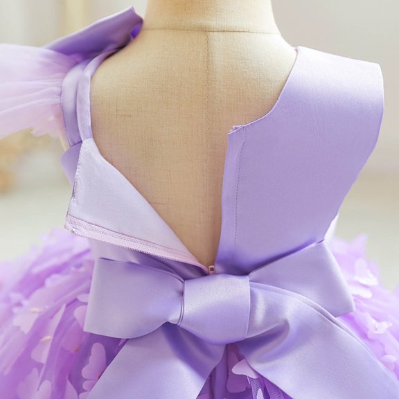 Vedolay Dresses Little Girls Short Sleeve Dresses Easter Summer Cotton Casual Swing Twirly Sundress,Purple 18-24 Months