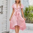 thumbnail image 1 of Vedolay Dresses That Hide Belly Women Sleeveless Summer Dress 2023 Crewneck Ribbed Knit Ruffle Swing Button Down Beach Sun Mini Tank Short Dresses,Pink M, 1 of 5