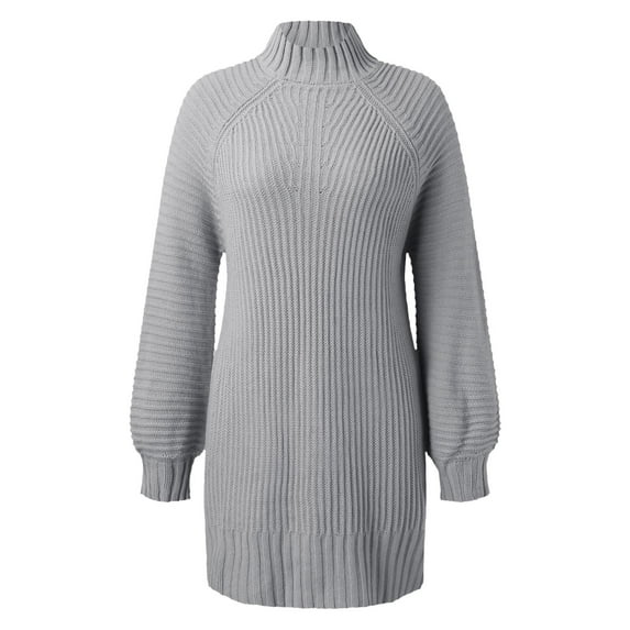 Vedolay Dresses Women V Neck Long Sleeve Sweater Dress Knit Mini Pullover Fashion Dresses,Gray XL