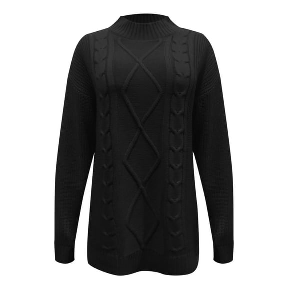 Vedolay Dresses for Women Long Sleeve Slim Fitted Bodycon Turtleneck Knit Sweater Dress,Black M