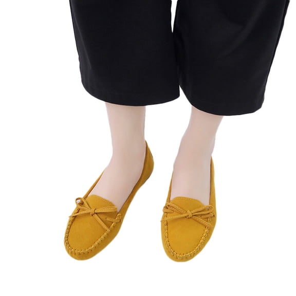 Vedolay Dressy Casual Shoes Women Women's Shoes Shoes Comfy Classic Slip-On Flats Dress Loafers,Yellow 8.5