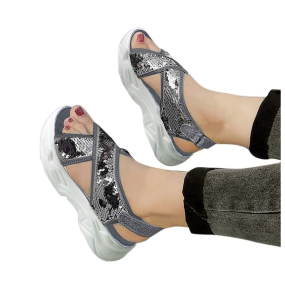 Vedolay Dressy Sandals Women Women 2023's Square Open Toe High Heeled Sandals FashioBackless Peep Toe Slip-on Shoes,Silver 7.5