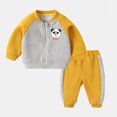 thumbnail image 1 of Vedolay Fall Outfits for Boy Casual Clothes Soild Long Sleeve Sports Fashion Outfits,Yellow 2-3 Years, 1 of 2