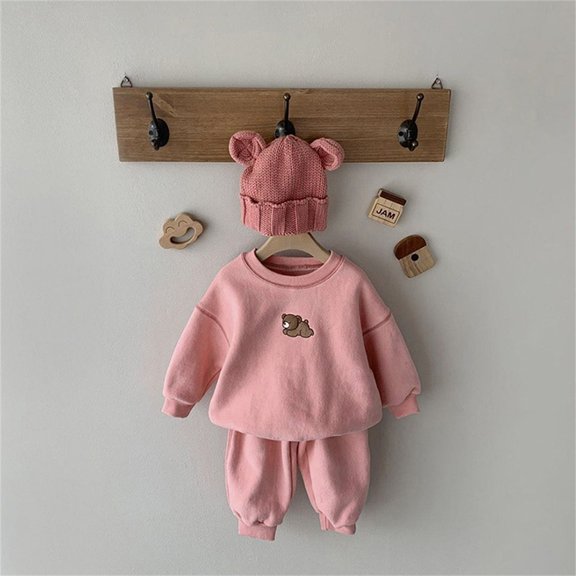 Vedolay Fall Outfits for Boy Toddler Boys Clothes Baby Fall Outfits Long Sleeve Top and Pants 2-Piece Boys Sets,Pink 12-18 Months