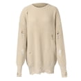 thumbnail image 1 of Vedolay Fall Sweater Womens 2023 Fall Casual Long Sleeve Crew Neck Ribbed Knit Pullover Sweater,Khaki L, 1 of 3