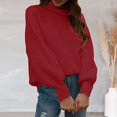 thumbnail image 1 of Vedolay Fall Sweater Womens Crewneck Cropped Sweater Oversized Long Sleeve Side Slit Pullover Tops,Red XL, 1 of 3