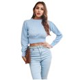 thumbnail image 1 of Vedolay Fall Sweater Womens Pullover Sweater V Neck Long Sleeve Solid Knit Tops Casual Fall Sweater,Blue M, 1 of 5