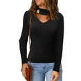 thumbnail image 1 of Vedolay Fall Sweaters Women's V Neck Sweater Long Sleeve Drop Shoulder Oversized Knit Pullover Tops,Black S, 1 of 4