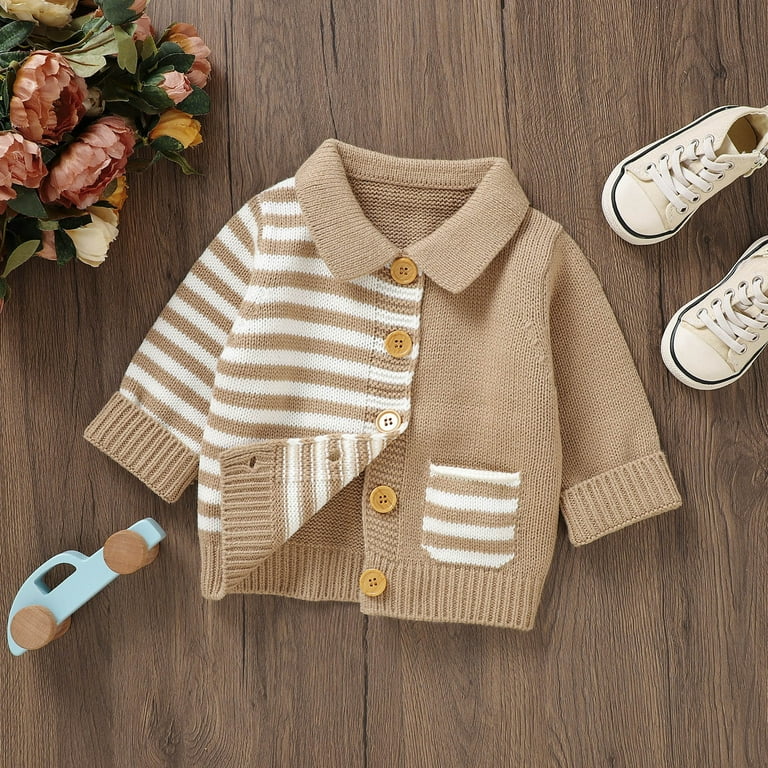 Vedolay Fall Sweaters for Boy Casual Long Sleeve Half Zip Pullover Solid V Neck Sweaters Khaki 9 12 Months Walmart