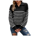 thumbnail image 1 of Vedolay Fall Sweaters for Women 2023 Lightweight Sweaters Long Sleeve Crew Neck Color Block Striped Pullover Tops,Black XL, 1 of 5