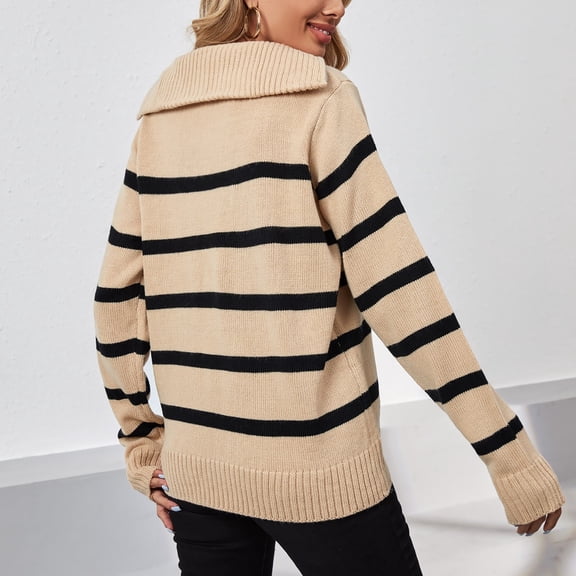 Vedolay Fall Sweaters for Women 2023 Long Sleeve Neck Oversized Pullover Sweater Knit Tops,Khaki M