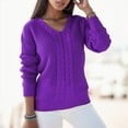 thumbnail image 1 of Vedolay Fall Sweaters for Women 2023 Womens 2023 Casual Pullover Sweaters V Neck Long Sleeve Knit Tops,Purple S, 1 of 4