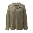 thumbnail image 1 of Vedolay Fall Sweaters for Women 2023 Womens Crewneck Oversized Knit Warm Side Slit Pullover Sweater,Khaki M, 1 of 5