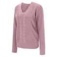 thumbnail image 1 of Vedolay Fall Sweaters for Women Fall Winter Casual Puff Sleeve Crew Neck Loose Soft Pullover Sweater,Pink XL, 1 of 5