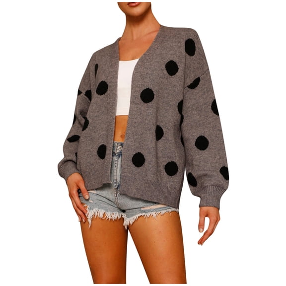 Vedolay Fall Sweaters for Women Long Sleeve Open Front Cardigan Sweaters Coat Dark Gray,M