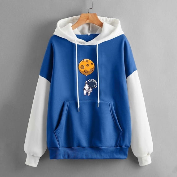 Vedolay Fall Tops Hoodies for Women 2023 Oversized Sweatshirts Turtleneck Pullover Long Sleeve Hoodies Tops,Blue M