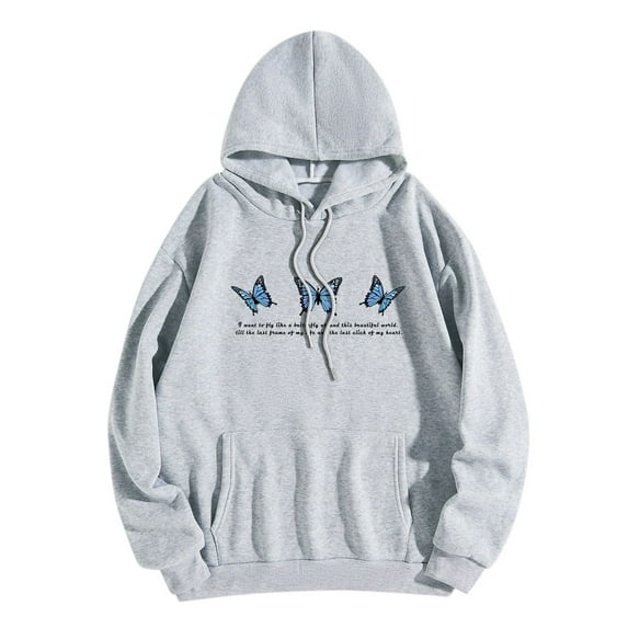 Vedolay Fall Tops Women's Casual Oversized Hoodies 2023 Fall Winter Pullover Tops with Pockets,Gray M