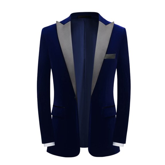 Vedolay Fall Tops for Men Oversized Casual Long Sleeve Single Button Office Business Jackets Blazer,Blue XXL