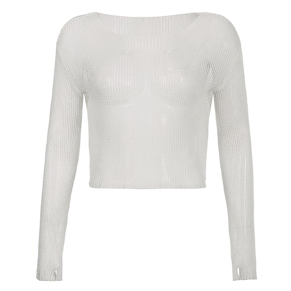 Vedolay Fall Tops for Women 2023 Casual Pullover Sweaters V Neck Long Sleeve Knit Tops,White S