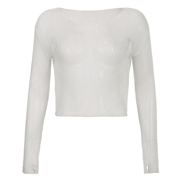 Vedolay Fall Tops for Women 2023 Casual Pullover Sweaters V Neck Long Sleeve Knit Tops,White S