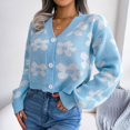 thumbnail image 1 of Vedolay Fall Tops for Women Cropped Casual Jacket Button Down Long Sleeve Fitted Casual Coat,Blue M, 1 of 5