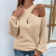 thumbnail image 1 of Vedolay Fall Tops for Women Fall Sweaters Round Neck Striped Cute Winter Pullover Sweaters,Khaki M, 1 of 5