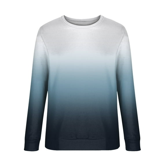 Vedolay Fall Tops for Women Women's 2023 Long Sleeve Sweatshirts Casual Crewneck Loose Fit Pollover Hoodie Fall Cute Tops,Blue XXL