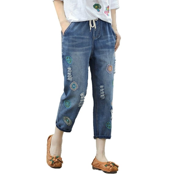 Vedolay Fashion Pants for Women Solid Color High Waisted Washed Fashion Jeans Green,L