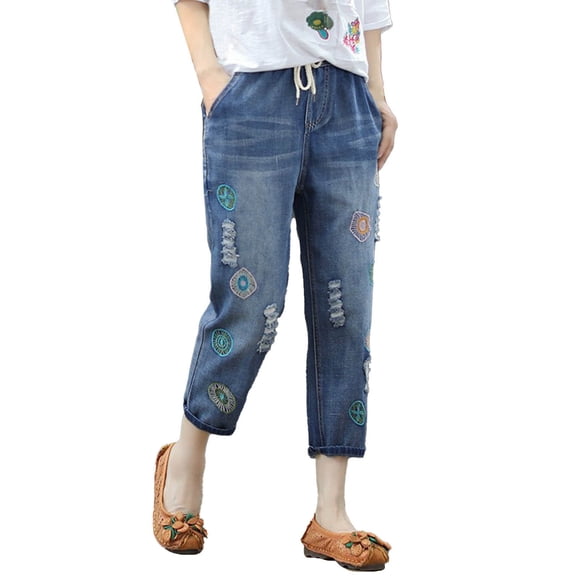 Vedolay Fashion Pants for Women Solid Color High Waisted Washed Fashion Jeans Green,L