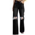 thumbnail image 1 of Vedolay Fashion Pants for Women Trendy Slim Fit High Waist Flared Pants Ladies Wide Leg Denim Pants Black,XL, 1 of 5