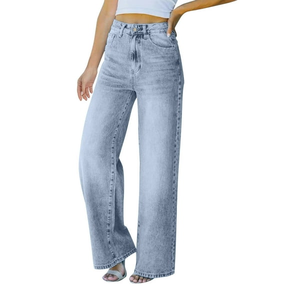 Vedolay Fashion Pants for Women Women High Waisted Stretchy Distressed Ripped Jeans Light Blue,S