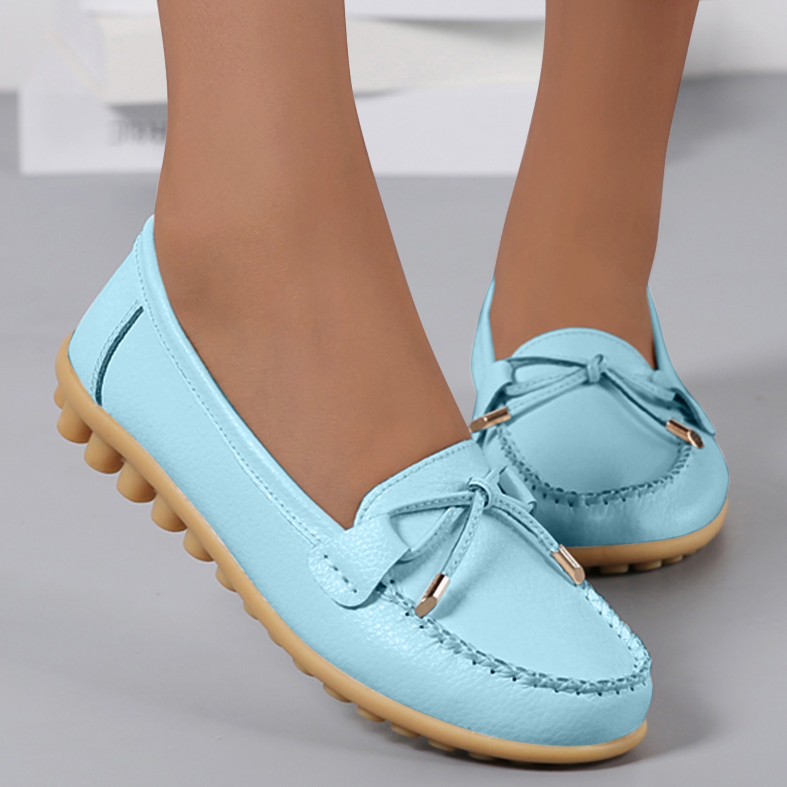 Light blue womens loafers best sale