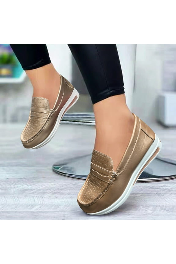 Flat Loafers Loafers for Women Platform Slip-ons Ladies Shoes Lightweight,Black 8.5