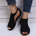 thumbnail image 1 of Vedolay Flat Sandals for Women Women's Summer Wedges Peep Toe Walking Slides Sandals,Black 7.5, 1 of 4