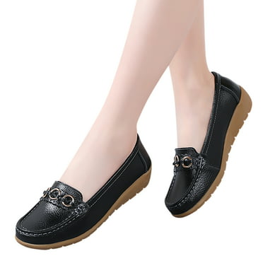 UIX Womens Comfort Walking Flat Loafer Slip On Leather Loafer ...
