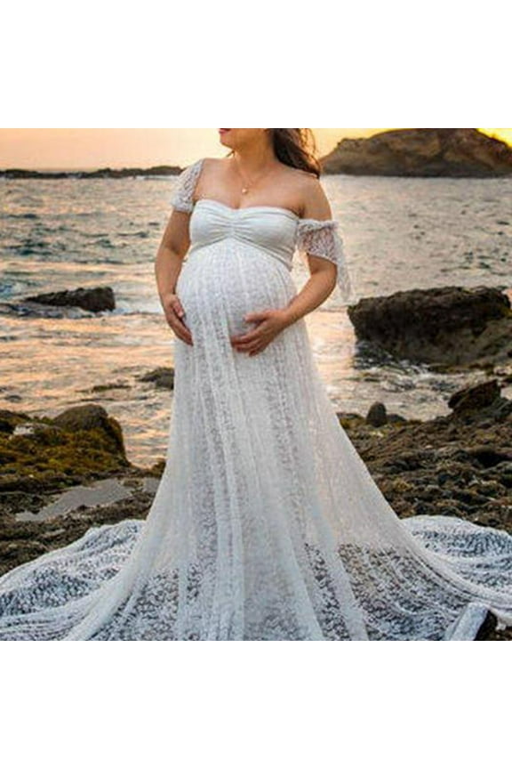 Floral Maternity Dress Women's Maternity Maxi Dress Sleeveless Ruched Pregnancy Photography Dress with Adjustable Waistband,C-White XL