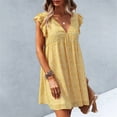 thumbnail image 1 of Vedolay Free People Dress Women's Elegant Bridesmaid Dresses Square Neck Ruffle Split Midi Formal Dress for Wedding Guest Party,Yellow XXL, 1 of 3