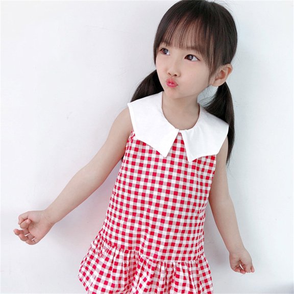 Vedolay Girl Dresses Toddler/Girls Short Sleeve Casual A-Line Twirly Skater Dress for School Party,Red 4-5 Years