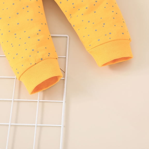 Vedolay Girl Pants Sets Girl's 2 Piece Outfits Cute Print Bow Front Ruffle Top with Pants,Yellow 0-3 Months