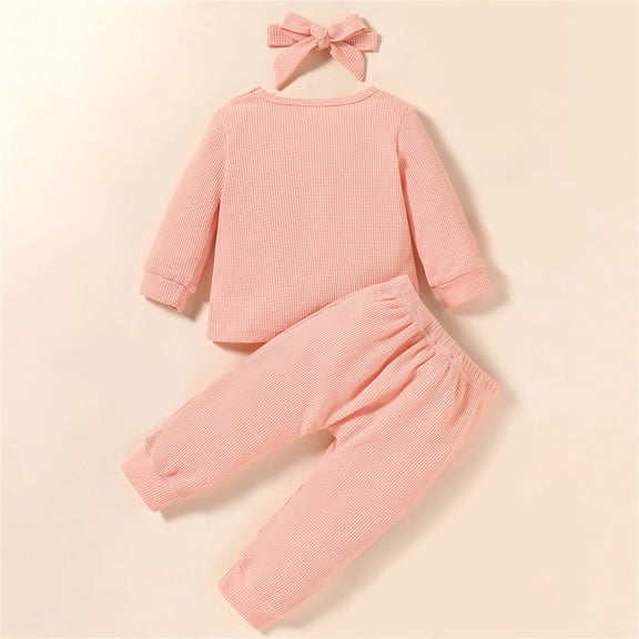 Vedolay Girl Pants Sets Girl's Casual 2 Piece Outfits Cute Print Trim Cami Tops and Pants Set,Pink 18-24 Months